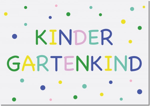 Postkarte Punkte Kindergartenkind bunt