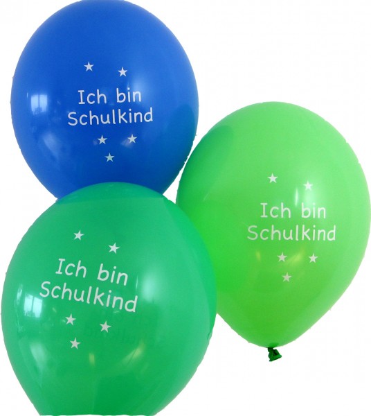 Luftballon Set Ich bin Schulkind blau/grün