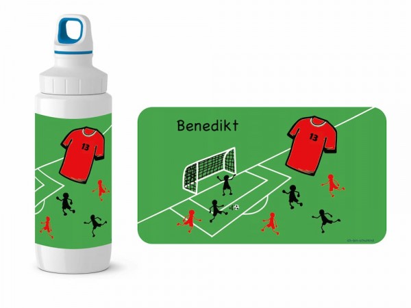 IBS Trinkflasche Fussball rot mit Name