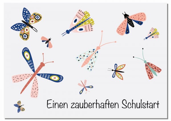 Postkarte Schmetterling Schulstart