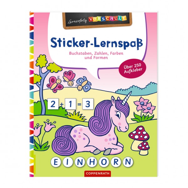 Lernerfolg Vorschule: Sticker-Lernspaß (Feen&Einhörner) Buchstaben, Zahlen, Farben & Formen