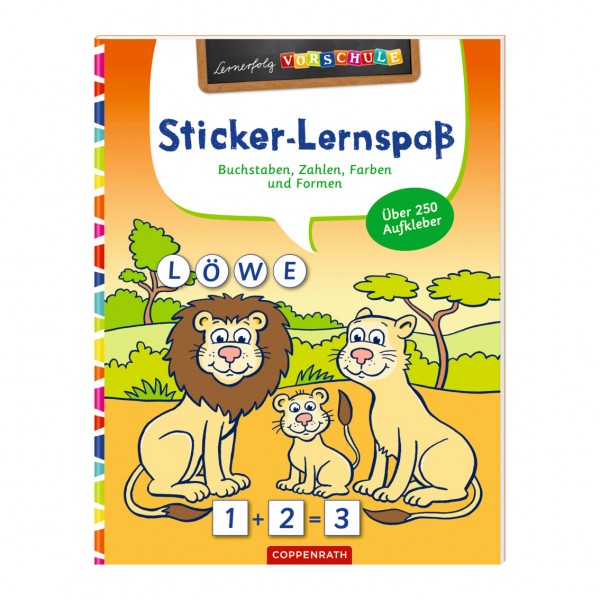 Lernerfolg Vorschule: Sticker-Lernspaß (Wilde Tiere) Buchstaben, Zahlen, Farben & Formen